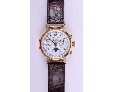   Lucien Rochat Herrenuhr um 1985   18 ct GG, Modell: Triple Date with Moonphase, Handaufzug , Basiskaliber Valjoux 72, Kalib