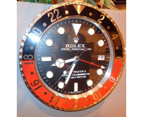 Dealers wall clock with sweeping second hand D: 34 cm CONDITION REPORT: This item does work, but we offer no guarantees. 