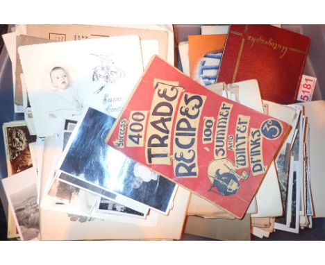 Tray of vintage black and white photographs 