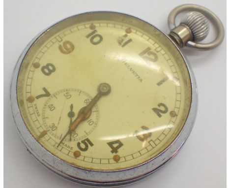 Helvetia military pocket watch with GS/XP P76641 and broad arrow to verso 