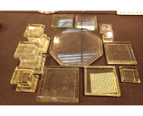 Collection of vintage glass plinths and stands