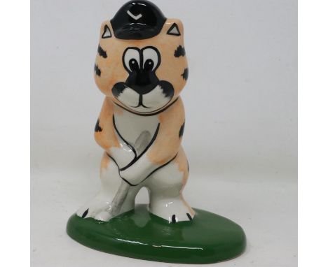 Lorna Bailey golfing cat, no cracks or chips, H: 14 cm. UK P&amp;P Group 1 (£16+VAT for the first lot and £2+VAT for subseque