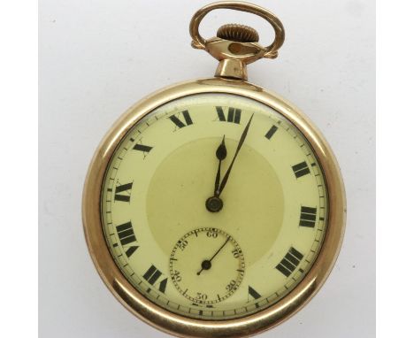 Gold plated American pocket watch by Illinois Watch Case Co, Elgin USA with a screw back, not working at lotting. UK P&amp;P 