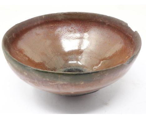 Southern Song Dynasty glazed hare fur footed bowl, losses to rim, D: 11 cm. UK P&amp;P Group 1 (£16+VAT for the first lot and