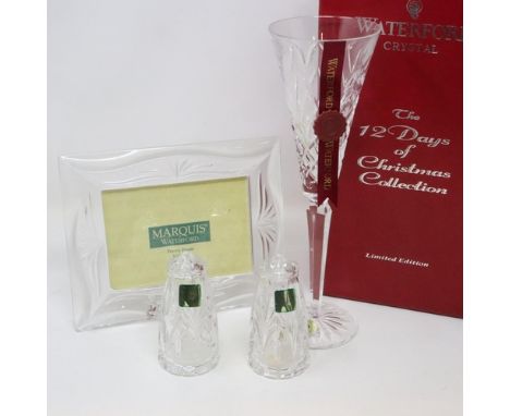 Waterford Crystal Twelve Days of Christmas limited edition champagne flute with Marquis by Waterford Crystal photo frame and 