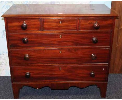 POST-REGENCY MAHOGANY CHEST OF DRAWERS
with three short and three long graduated drawers, on bracket feet, 112cm wide 