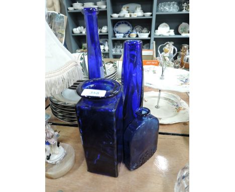 A selection of vintage blue bohemian style glass