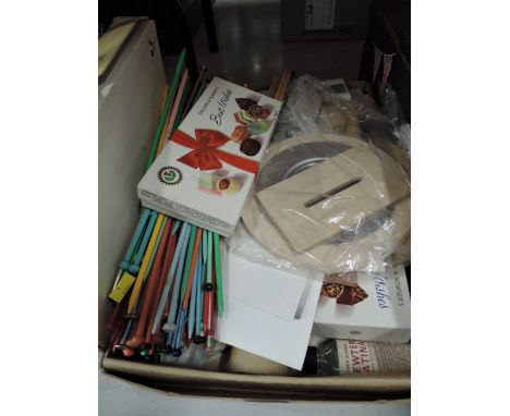 A selection of vintage haberdashery sewing and knitting items