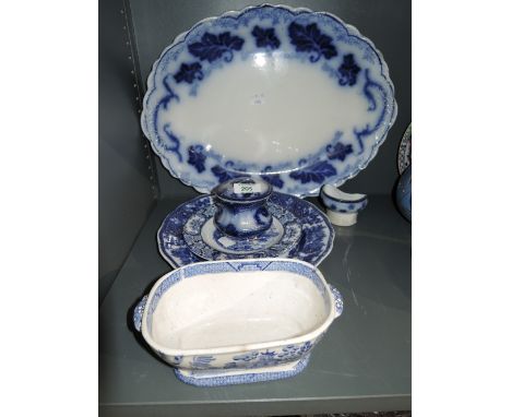 A selection of vintage blue and white wear ceramics 