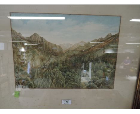 A vintage watercolour signed R Atkin and photo print