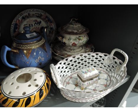 A selection of vintage ceramics including ornate tea pot