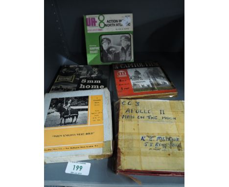 A selection of vintage reel to reel 8mm films and movies