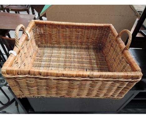 A wicker hamper style basket