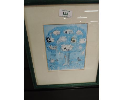 A vintage print limited run 330-350 titled The Cat Tree signed Karin 