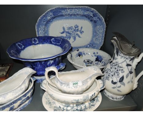 A selection of vintage blue and white wear ceramics 