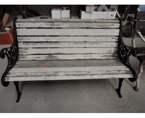 A cast garden bench in the Coalbrookdale style
