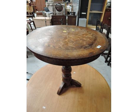 A 19th Century marquetry top pedestal table (AF) 