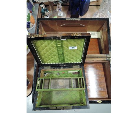 Two vintage treen boxes jewellery and compendium