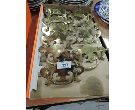 A selection of vintage brass cast drawer handles