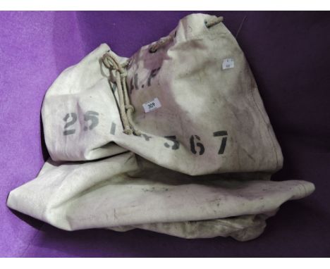 A vintage military duffle bag marked Royal Air Force