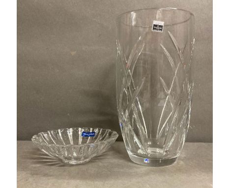 A Villeroy and Boch footed dish and a John Rocha for Waterford crystal vase both, boxed 