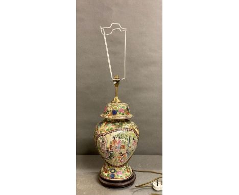 A vintage Imari palette porcelain shouldered vase converted to a table lamp  