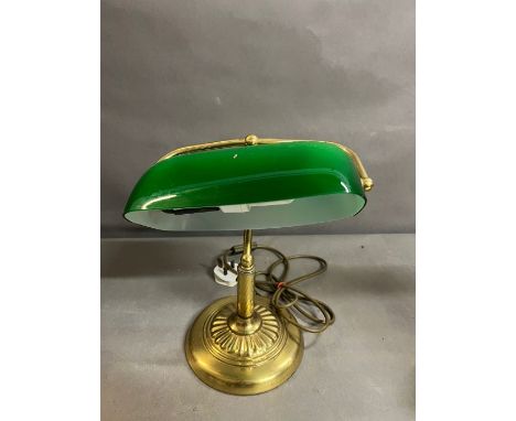 A brass bankers lamp 