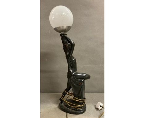 A black painted ceramic Art Deco style table lamp 