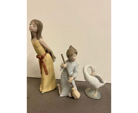 A Lladro Angel 4959 and a Lladro goose and girl with hat 5006 