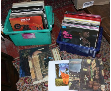 Two boxes of L.P records to include Bob Dylan, Pink Floyd, David Bowie, Meat Loaf etc.