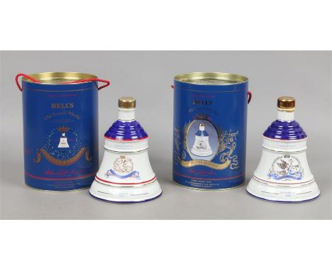 Two boxed Wade Royal decanters of Bells Scotch Whisky, full and sealed.