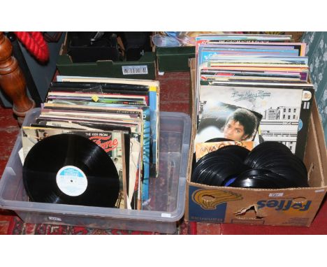 Two boxes of L.P records and 7inch singles including Michael Jackson, Neil Diamond, compilations etc.