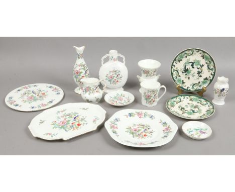 A collection of 10 Aynsley ceramics along with two Masons ironstone cabinet plates and a Royal Worcester pin dish.