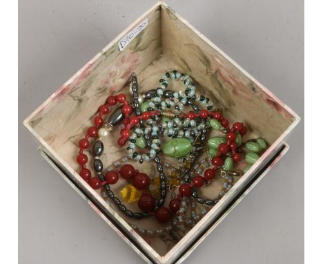 Six bead necklaces including vintage examples.