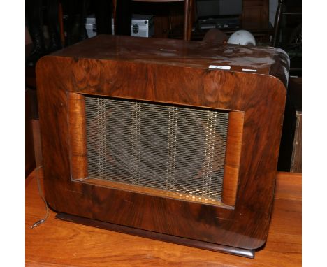 A vintage mahogany cased Marconi speaker model number 196.