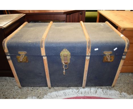 PINE FRAMED TRAVELLING TRUNK, LENGTH APPROX 91CM