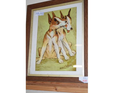 FRAMED LOUIS WAIN PRINT OF DOGS, APPROX 29 X 35CM