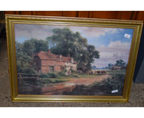 LARGE FRAMED PRINT IN GILT FRAME, APPROX 85 X 62CM