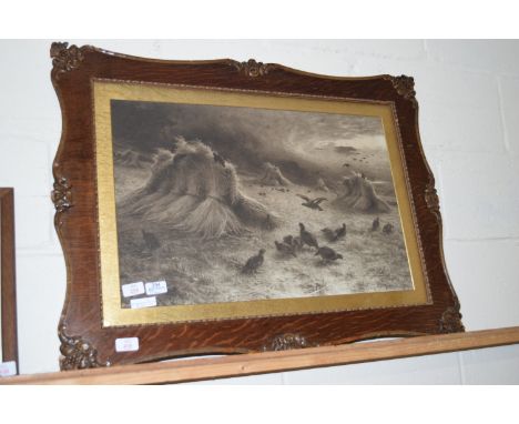 FRAMED PRINT OF A PAINTING BY J FARQUHARSON, APPROX 85 X 62CM
