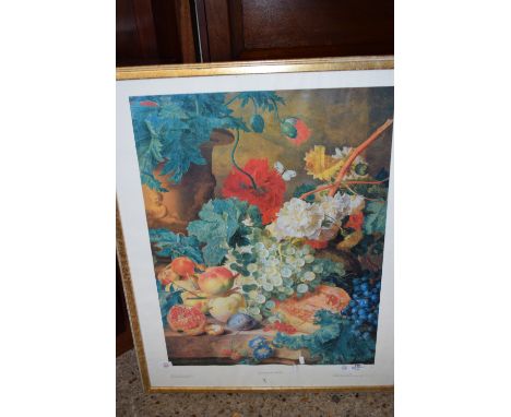 LARGE FRAMED PRINT OF A VAN HUYSUM PAINTING, APPROX 73CM WIDE