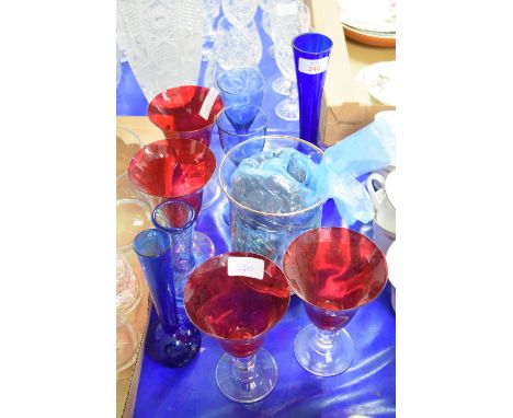 SET OF GLASS WARES INCLUDING RUBY COLOURED GLASSES