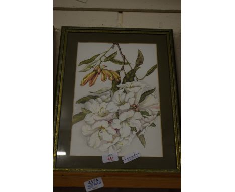 FRAMED FLORAL PRINT, APPROX 34 X 44CM