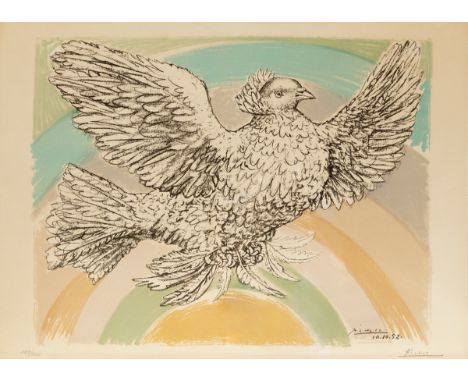 PABLO PICASSO (Malaga, 1881 - Mougins, France, 1973)."Colombe volant à l'Arc-en-ciel", 1952.Colour lithograph, copy 129/200.S