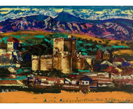 BENJAMÍN PALENCIA (Barrax, Albacete, 1894 - Madrid, 1980)."Castle", 1958.Oil on canvas.Attached certificate issued by Don Ram