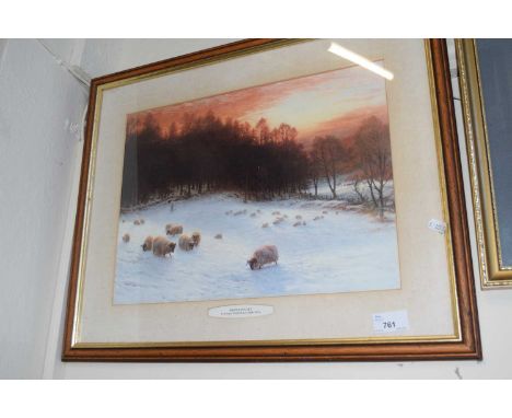 Winter Sunset by Joseph Farquharson, print, framed and glazed
