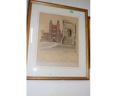 Cecil Aldin (1870-1935), Eton Chapel, photolithograph, signed and numbered 94 in pencil, 33x43cm, framed and glazed