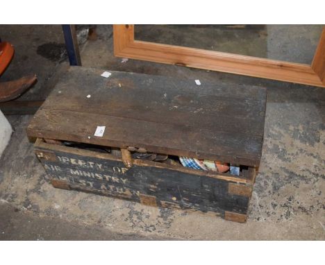 Wooden tool box and contents