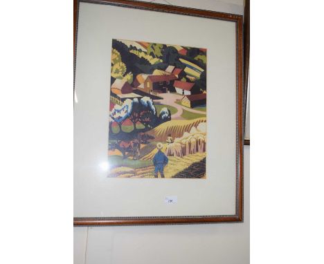 Contemporary landscape print, framed and glazed