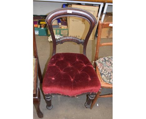Mahogany dining chair with red button seat
