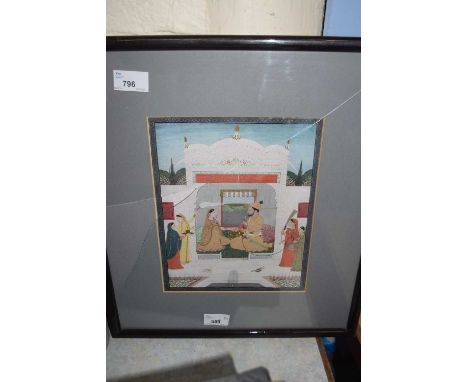Indian print , couple seated in a pavilionNote this is a modern print not a watercolour